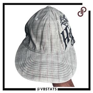 Flexfit Men's Hurley Stretch Fitted Plaid Baseball Hat Gray White Large-XL